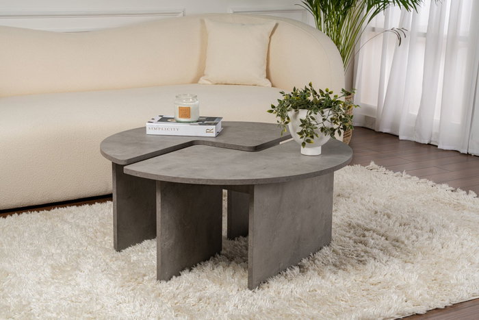 Nordure Moira Mesa de Café Redonda Gris Concreto Ø90 x 41 cm